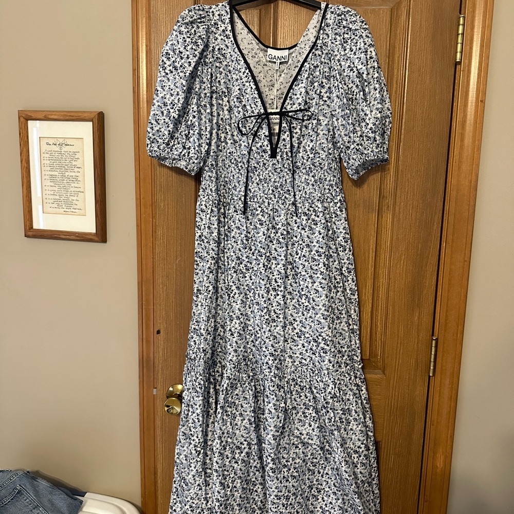 Ganni Blue Floral Women's Dress